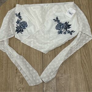 Altar'd State Ivory Floral Lace Blouse